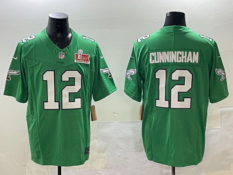 Men Philadelphia Eagles #12 Cunningham Green three generations 2025 Nike Vapor Limited NFL Jersey style 2